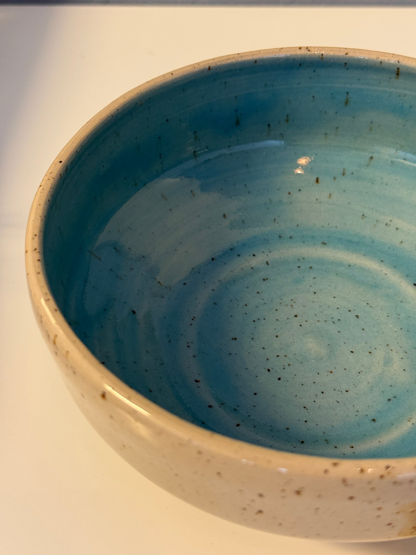 Handgemachte Bowl mit Becher glasiert Türkis und Transparent