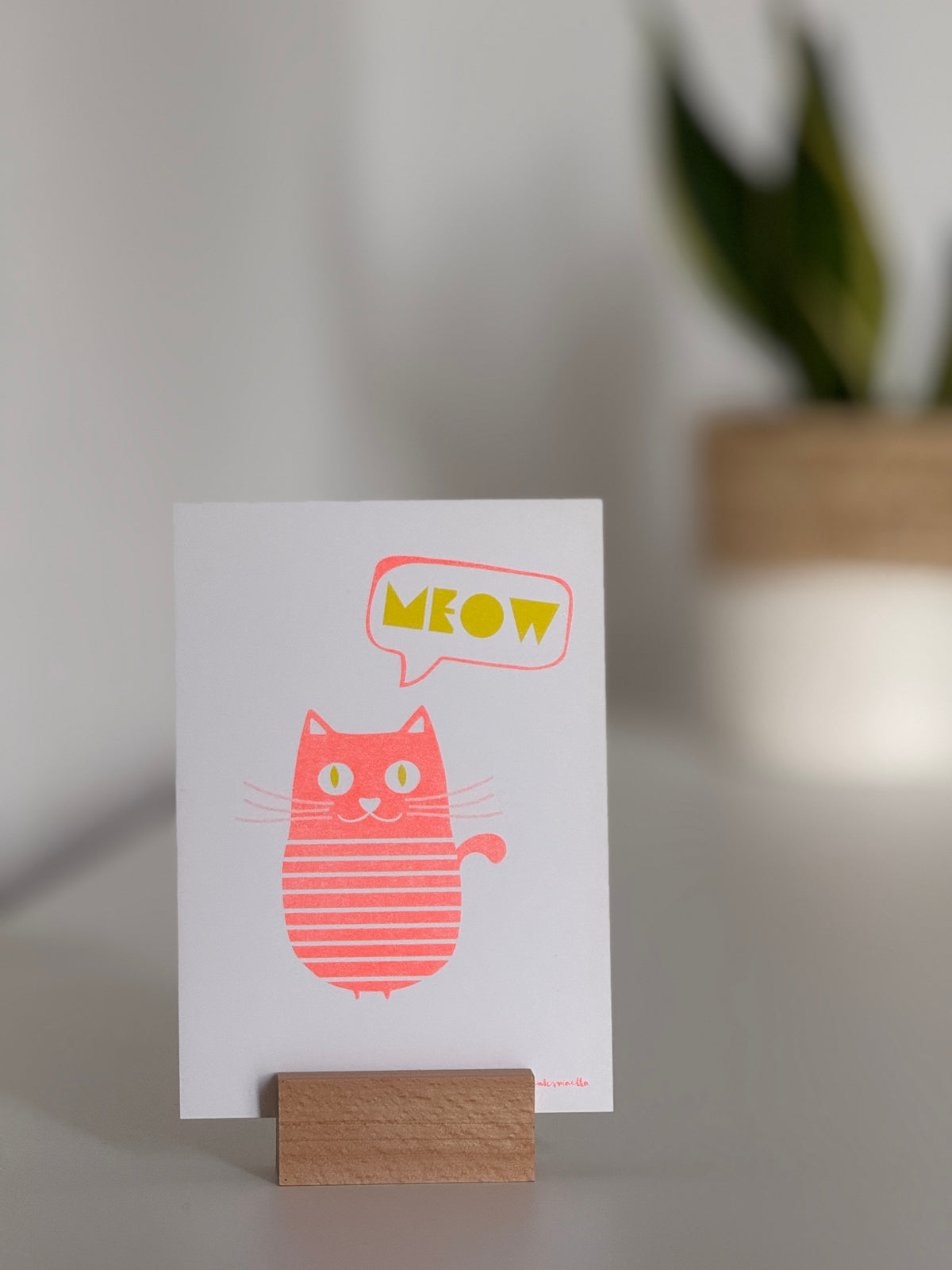 DINA 6 Risografie Postkarte Katze