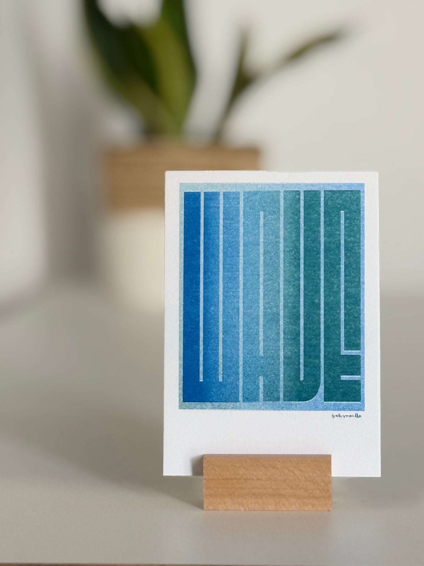 3er Serie Risografie Postkarten Sea - Wave - Salty Kiss
