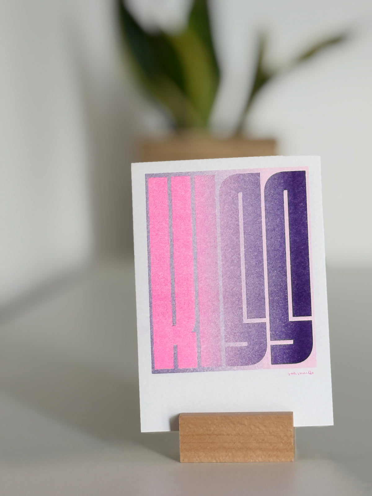 3er Serie Risografie Postkarten Yes - Kiss - Love