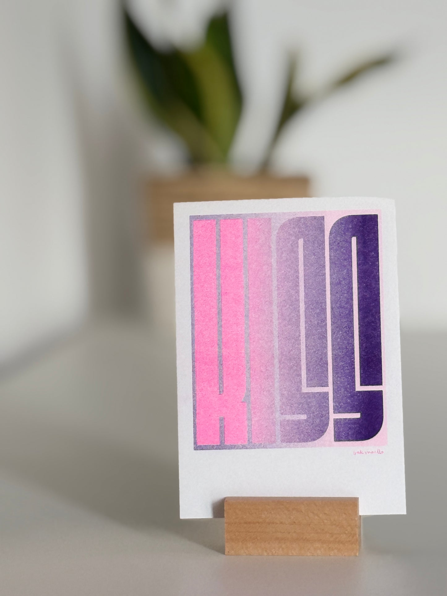 3er Serie Risografie Postkarten Yes - Kiss - Love