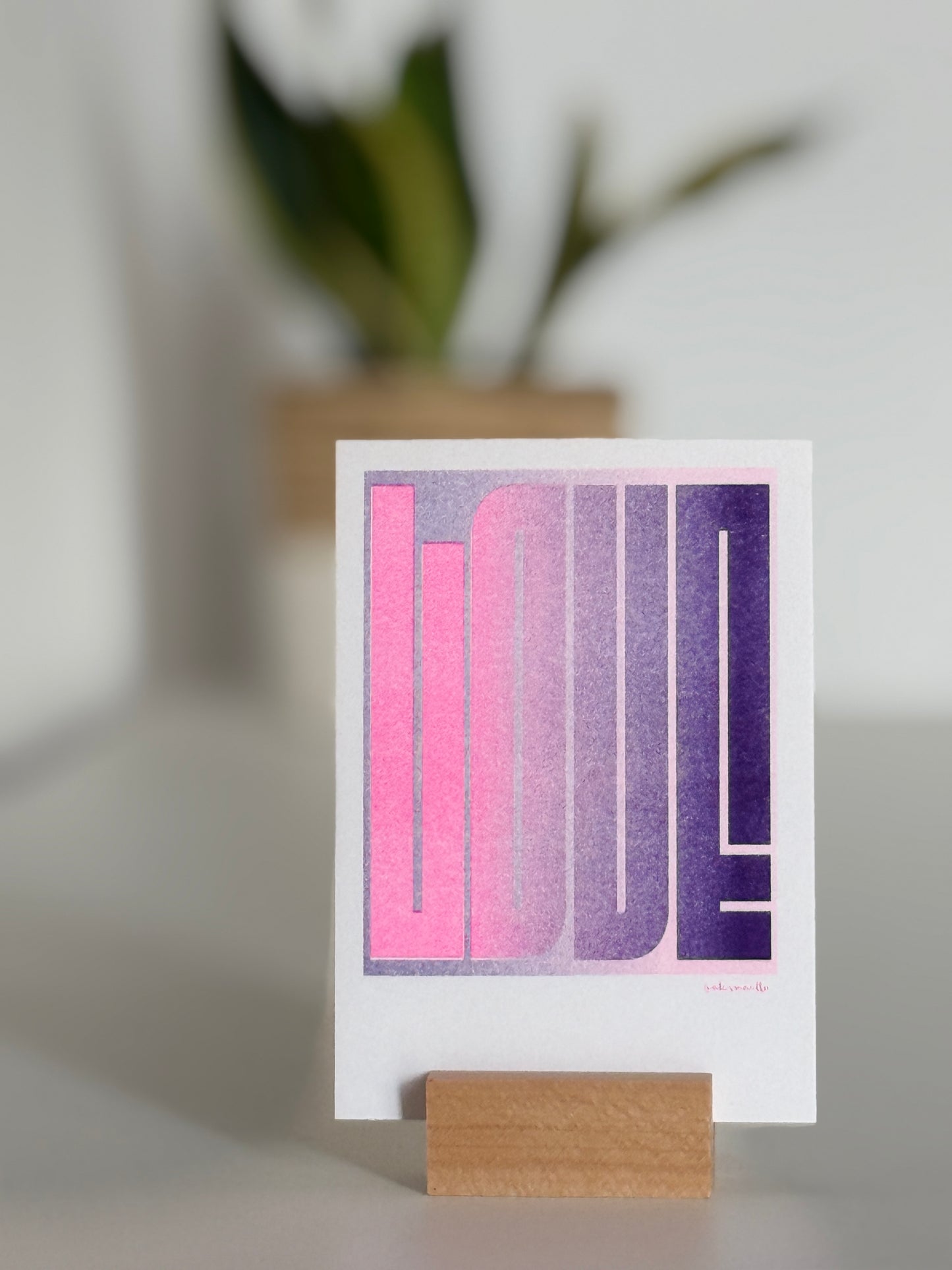 3er Serie Risografie Postkarten Yes - Kiss - Love